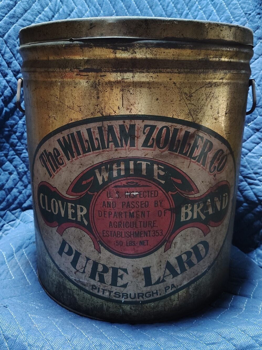 Vintage 50 lb Metal LARD tin